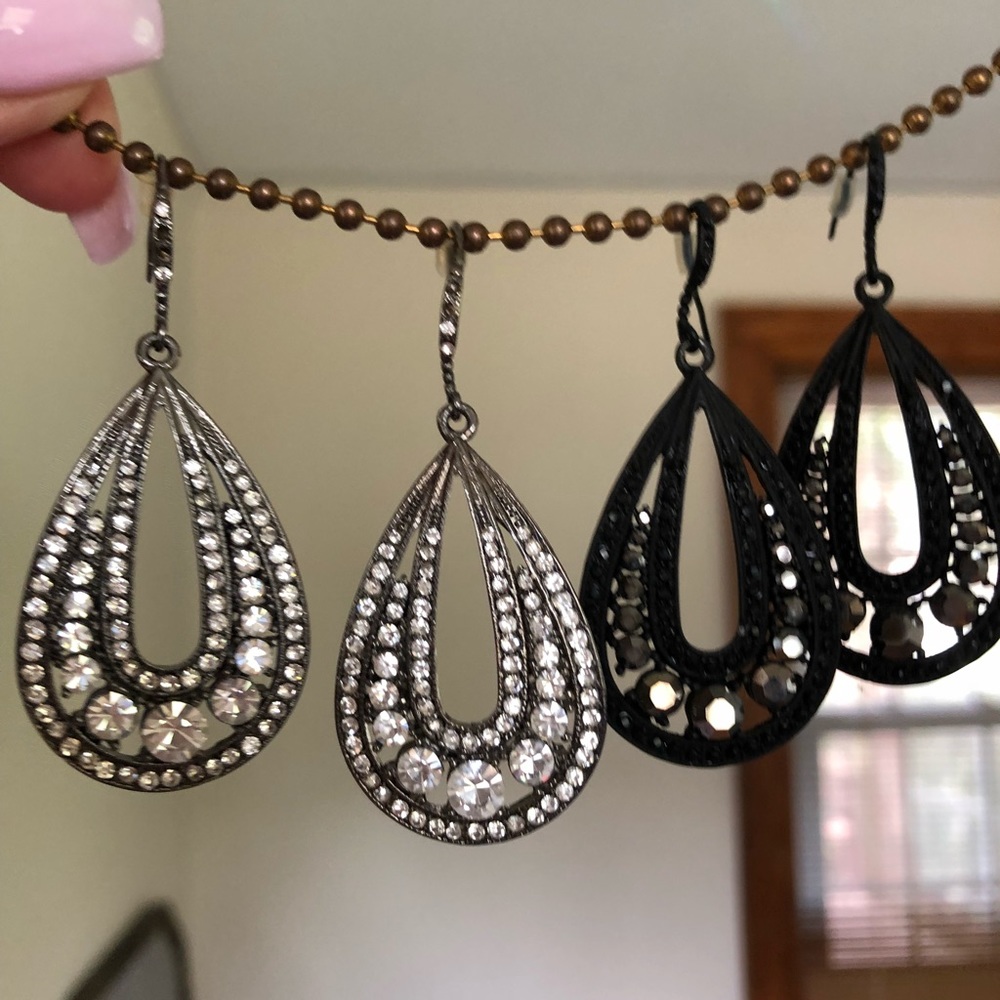 Costume CZ Earrings black and silver
